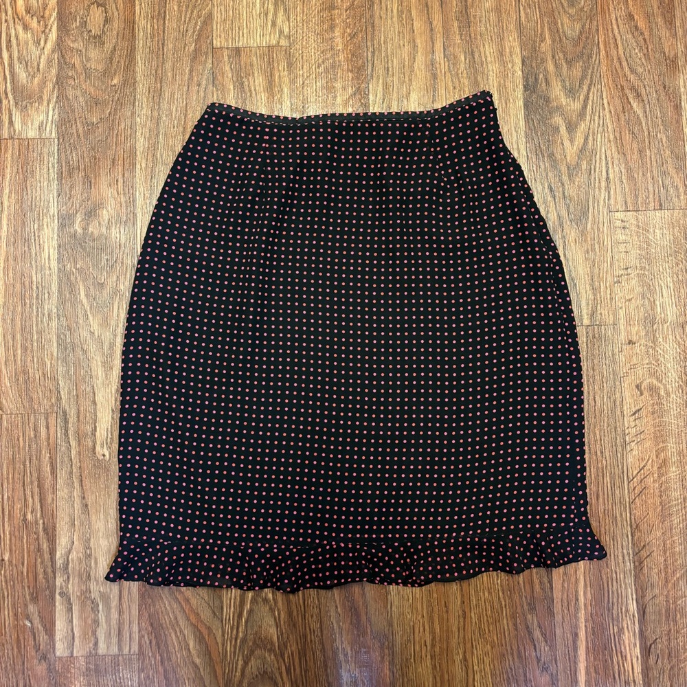 Black/red/pink polka dot ruffle skirt